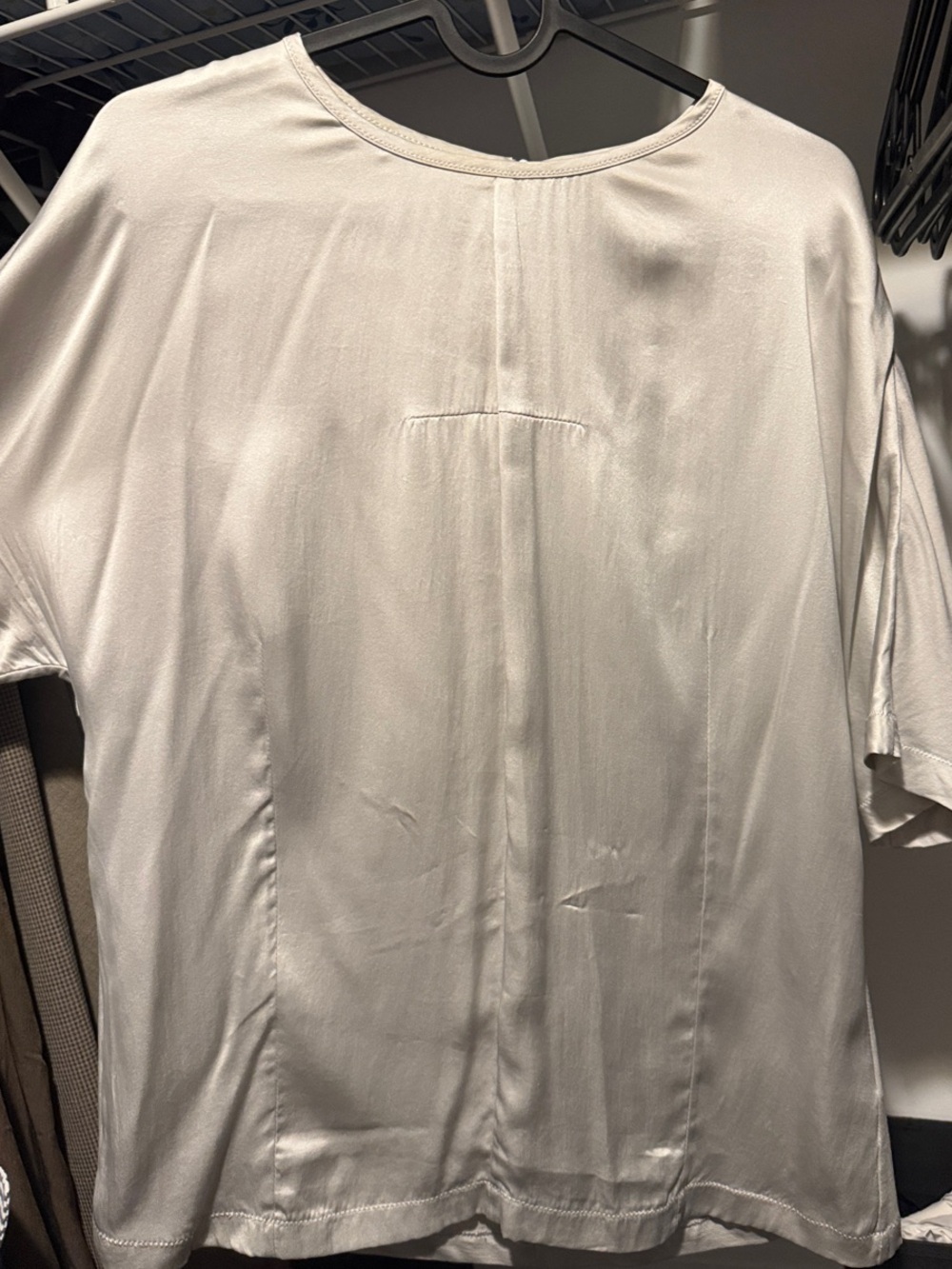 100% Silk Joseph Silver Short-Sleeve Crew Neck Top